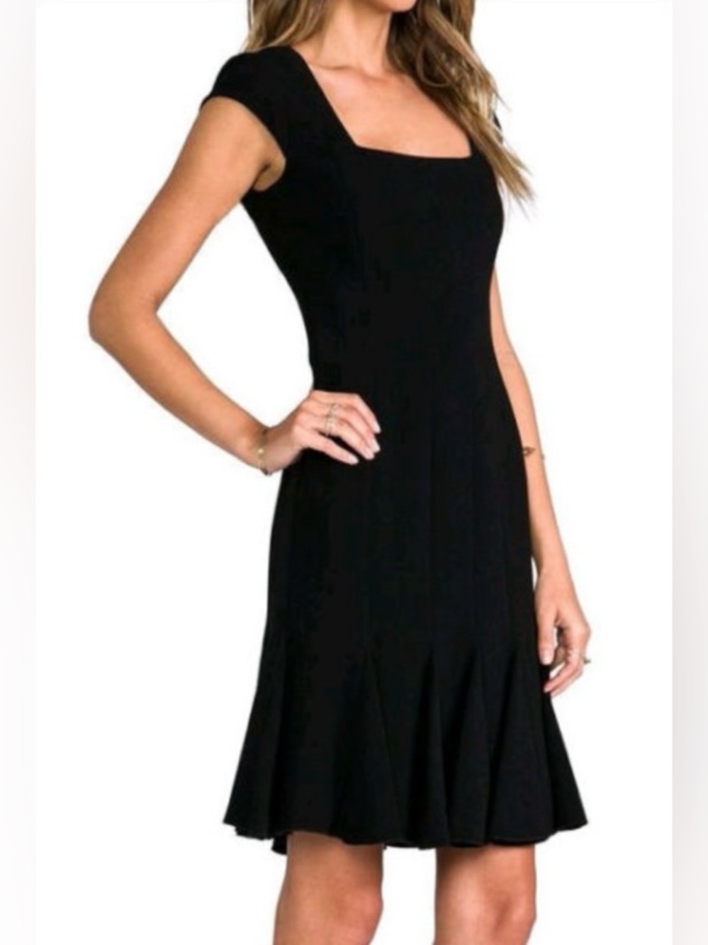 BCBGMaxazria Farrah Cap Sleeve Dress in Black